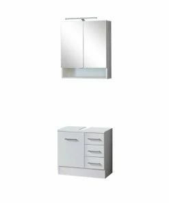 2-teliges Badmöbel-Set RIGA - Weiß - Mit Beleuchtung