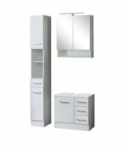 3-teiliges Badmöbel-Set RIGA - Weiß - Mit Beleuchtung