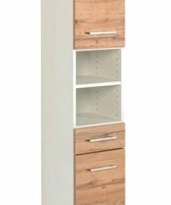 Seitenschrank PARIS - Wotaneiche - Weiß - 185 Cm Hoch