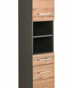 Seitenschrank PARIS - Wotaneiche - Grafitgrau - 185 Cm Hoch