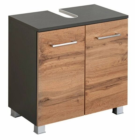 Waschbeckenunterschrank PARIS - Wotaneiche - Grafitgrau - 60 Cm 3 Waschbeckenunterschrank PARIS - Wotaneiche - Grafitgrau - 60 Cm