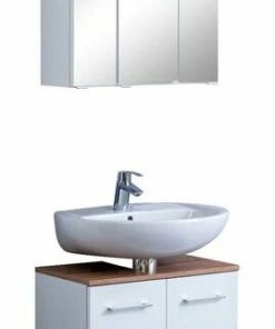 2-teiliges Badmöbel-Set PARIS - Weiß - Mit Beleuchtung