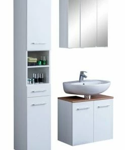 3-teiliges Badmöbel-Set PARIS - Weiß - Mit Beleuchtung