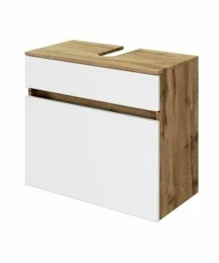 Waschbeckenunterschrank LUCCA - Weiß Matt-Wotan Eiche - 60 Cm