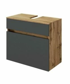 Waschbeckenunterschrank LUCCA - Grau Matt-Wotan Eiche - 60 Cm