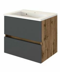 Waschtisch LUCCA - Grau Matt-Wotan Eiche - 60 Cm