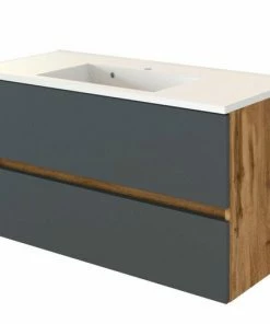 Waschtisch LUCCA - Grau Matt-Wotan Eiche - 100 Cm