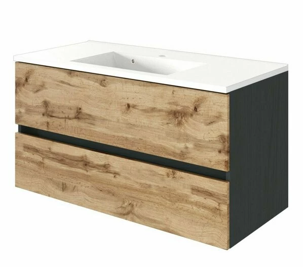 Waschtisch LUCCA - Wotan Eiche-grafitgrau - 100 Cm 3 Waschtisch LUCCA - Wotan Eiche-grafitgrau - 100 Cm