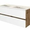 Doppelwaschtisch LUCCA - Weiß Matt-Wotan Eiche - 120 Cm -Wenko Verkaufsgeschäft 9004339500 1600Wx1600H 598Wx598H