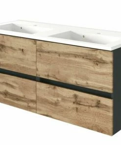 Doppelwaschtisch LUCCA - Wotan Eiche-grafitgrau - 120 Cm