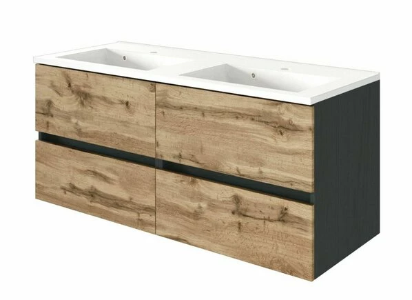 Doppelwaschtisch LUCCA - Wotan Eiche-grafitgrau - 120 Cm 3 Doppelwaschtisch LUCCA - Wotan Eiche-grafitgrau - 120 Cm