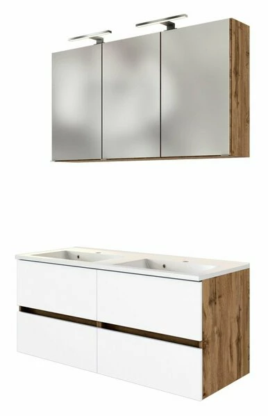 2-teiliges Badmöbel-Set LUCCA - Wotaneiche-weiß - 120 Cm Breit 3 2-teiliges Badmöbel-Set LUCCA - Wotaneiche-weiß - 120 Cm Breit