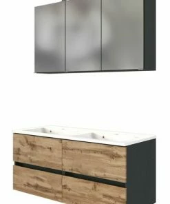 2-teiliges Badmöbel-Set LUCCA - Wotaneiche-grafitgrau - 120 Cm Breit