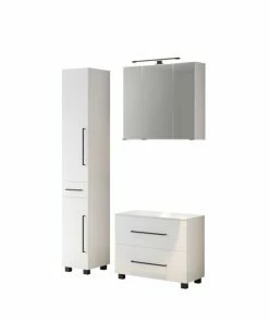 3-teliges Badmöbel-Set LUZERN - Weiß - Mit Beleuchtung