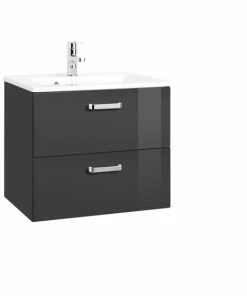 Waschtisch BOLOGNA - Grafitgrau-grau Hochglanz - 60 Cm