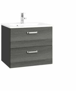 Waschtisch BOLOGNA - Grafitgrau-Eiche Rauchsilber - 60 Cm