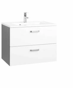 Waschtisch BOLOGNA - Grafitgrau-weiß Hochglanz - 70 Cm