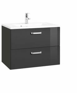 Waschtisch BOLOGNA - Grafitgrau-grau Hochglanz- 70 Cm