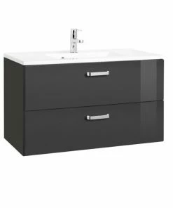 Waschtisch BOLOGNA - Grafitgrau-grau Hochglanz - 80 Cm