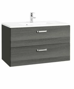 Waschtisch BOLOGNA - Grafitgrau-Eiche Rauchsilber - 90 Cm