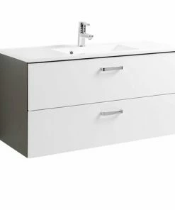 Waschtisch BOLOGNA - Grafitgrau-weiß Hochglanz - 100 Cm