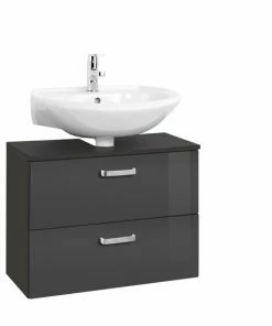 Waschbeckenunterschrank BOLOGNA - Grafitgrau-grau Hochglanz - 70 Cm