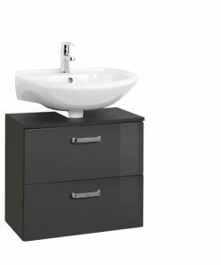 Waschbeckenunterschrank BOLOGNA - Grafitgrau-grau Hochglanz - 60 Cm