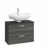 Waschbeckenunterschrank BOLOGNA - Grafitgrau-Eiche Rauchsilber - 70 Cm -Wenko Verkaufsgeschäft 9004352200 1600Wx1600H 598Wx598H