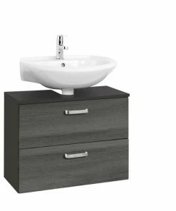 Waschbeckenunterschrank BOLOGNA - Grafitgrau-Eiche Rauchsilber - 70 Cm