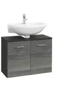 Waschbeckenunterschrank BOLOGNA - Grafitgrau-Eiche Rauchsilber - 70 Cm