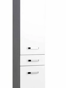 Seitenschrank BOLOGNA - Weiß Hochglanz-grafitgrau - 30 Cm