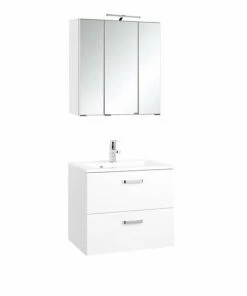 2-teiliges Badmöbel-Set BOLOGNA - Weiß Hochglanz-weiß - 60 Cm Breit