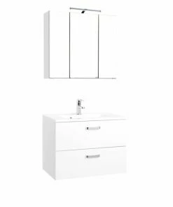 2-teiliges Badmöbel-Set BOLOGNA - Hochglanz Weiß-weiß - 70 Cm Breit