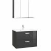 2-teiliges Badmöbel-Set BOLOGNA - Hochglanz Grau-grafitgrau - 70 Cm Breit