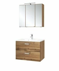 2-teiliges Badmöbel-Set BOLOGNA - Wotan Eiche - 70 Cm Breit