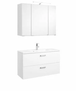 2-teiliges Badmöbel-Set BOLOGNA - Weiß Hochglanz-weiß - 80 Cm Breit