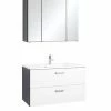 2-teiliges Badmöbel-Set BOLOGNA - Weiß Hochglanz-grafitgrau - 80 Cm Breit