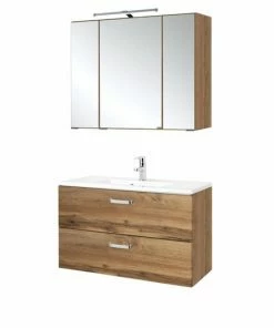 2-teiliges Badmöbel-Set BOLOGNA - Wotan Eiche - 80 Cm Breit