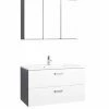2-teiliges Badmöbel-Set BOLOGNA - Weiß Hochglanz-grafitgrau - 90 Cm Breit