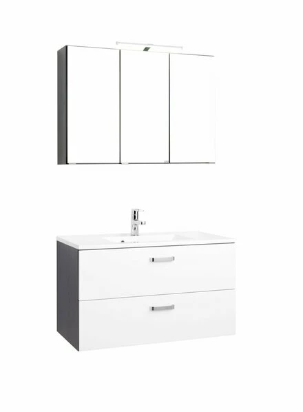 2-teiliges Badmöbel-Set BOLOGNA - Weiß Hochglanz-grafitgrau - 90 Cm Breit 3 2-teiliges Badmöbel-Set BOLOGNA - Weiß Hochglanz-grafitgrau - 90 Cm Breit