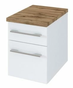 Unterschrank DAVOS - Weiß - Wotaneiche - 30 Cm Breit
