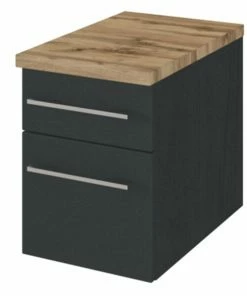 Unterschrank DAVOS - Grafitgrau - Wotaneiche - 30 Cm Breit