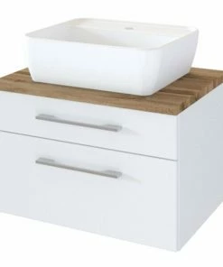 Unterbeckenschrank DAVOS - Weiß - Wotaneiche - 60 Cm Breit