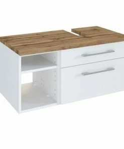 Unterbeckenschrank DAVOS - Weiß - Wotaneiche - 90 Cm Breit - Rechts