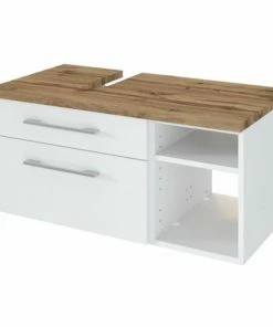 Unterbeckenschrank DAVOS - Weiß - Wotaneiche - 90 Cm Breit - Rechts - Links