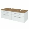 Unterbeckenschrank DAVOS - Weiß - Wotaneiche - 120 Cm Breit - Für 2 Becken -Wenko Verkaufsgeschäft 9004360800 1600Wx1600H 598Wx598H