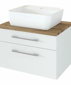 Waschtisch DAVOS - Weiß - Wotaneiche - 60 Cm Breit