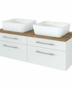 Waschtisch DAVOS - Weiß - 2 Becken - 120 Cm Breit