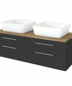 Waschtisch DAVOS - Grafitgrau - 2 Becken - 120 Cm Breit