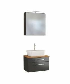 2-teiliges Badmöbel-Set DAVOS - Grau - 60 Cm Breit